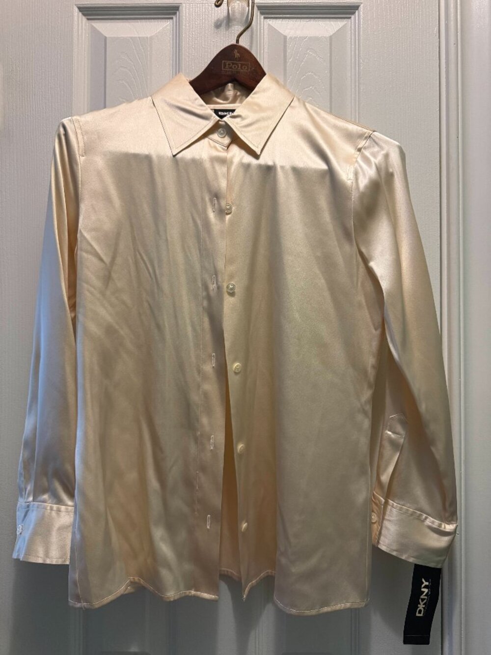 DKNY Silk Button Down Shirt, Size 8, NWT